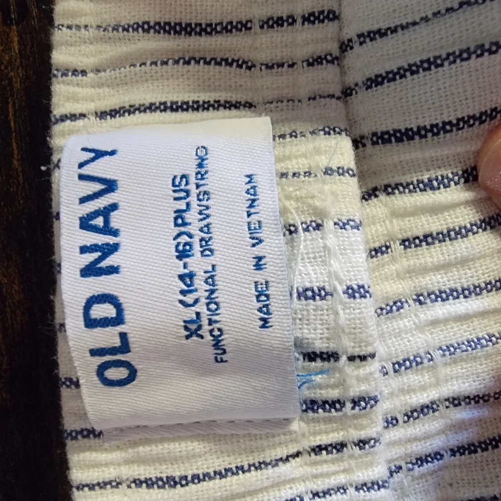 Old Navy Girls Pinstripe Shorts - White and Navy Blue